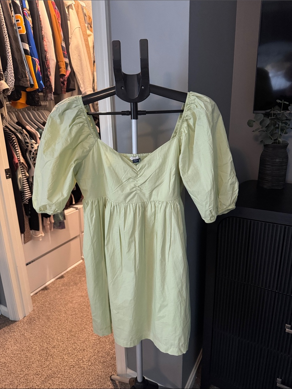 Women’s Puff Sleeve Mini Dress - Light Green